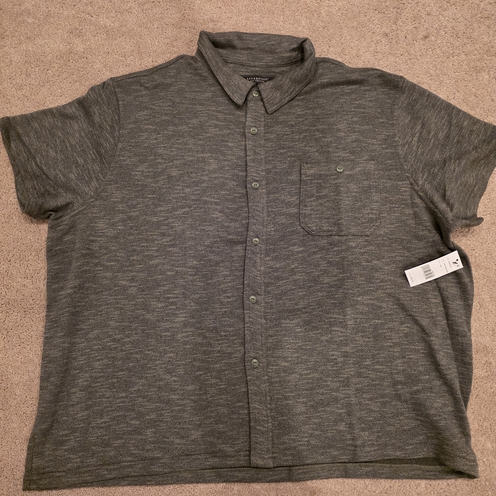 Brand New Liverpool Short Sleeve Button Down Shirt In Heather Sage